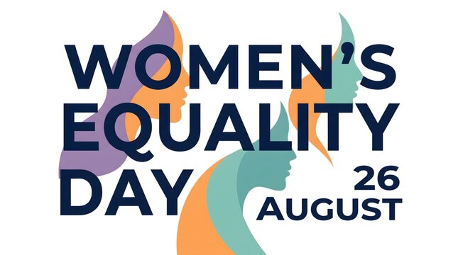 Women's equality day commemorative design featuring silhouettes and august twenty-sixth date