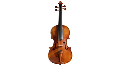 Antique wooden violin with four strings and tuning pegs, isolated on transparent background © Aliona