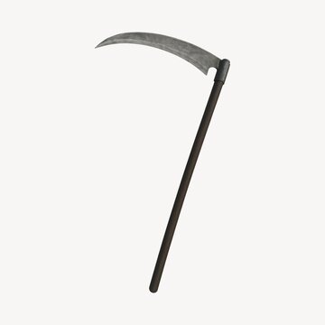 Minimalist scythe on transparent background.