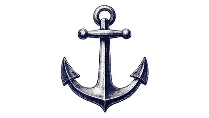 Detailed navy blue anchor with flukes and ring, isolated on transparent background © Sorin