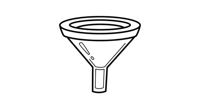 Simple black and white funnel illustration.