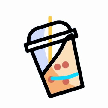 Classic Milk Bubble Tea Icon, Popular Iced Tapioca Drink Illustration