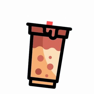 Chocolate Bubble Milk Tea Icon, Sweet Layered Tapioca Drink Illustration