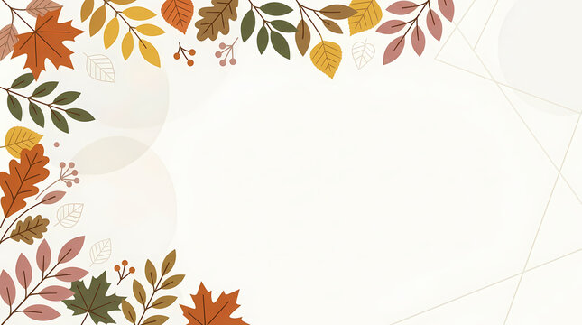 Colorful autumn leaves border design with berries.