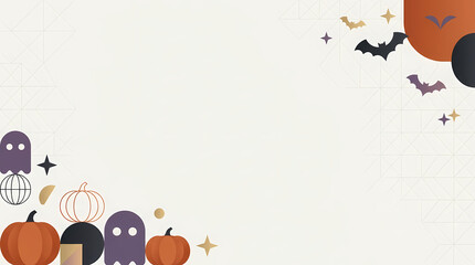 Fototapeta premium Halloween decorations with pumpkins bats and ghosts.