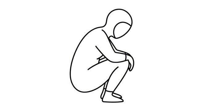 Person sitting in a squatting position.