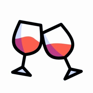 Clinking Wine Glasses Toast Icon, Celebration and Cheers Illustration