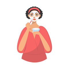 Fototapeta premium Woman Taking a Bath. Vector Character in Cartoon Style