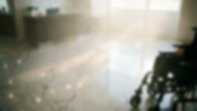 High Angle Wheelchair User in Sunlit Interior for Disability