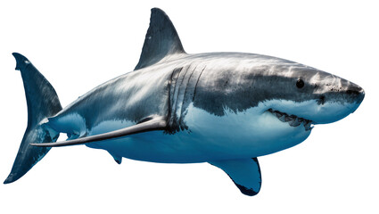 Fototapeta premium Great white shark with sharp teeth, isolated on transparent background