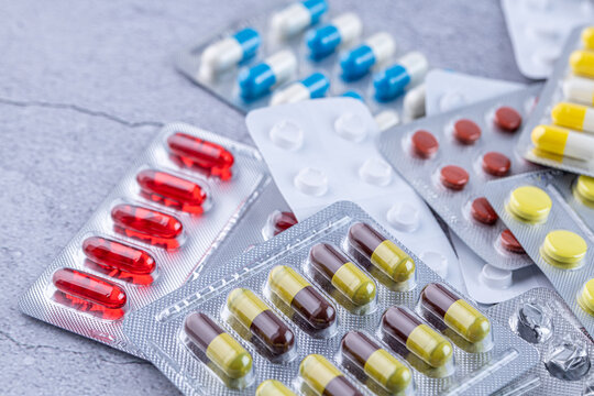Variety of medicines and drugs.Medicine and healthcare conceptPill for the prescription and treatment various diseases chemistry