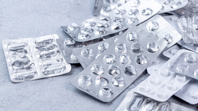 Variety of medicines and drugs.Medicine and healthcare conceptPill for the prescription and treatment various diseases chemistry