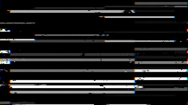 abstract colorful glitch distortion background with retro digital noise and pixel texture animation on black background,Glitch noise static television VFX. Visual video effects stripes background, 