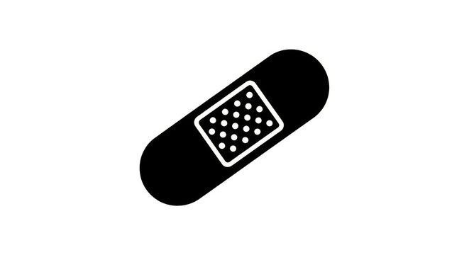 Black Band Aid Medical Icon.