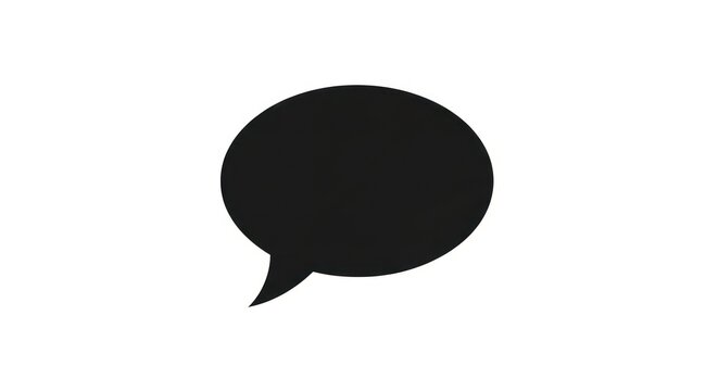Black speech bubble on white background.