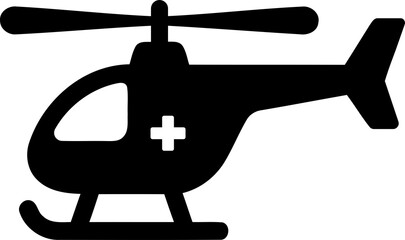 Black medical helicopter icon for emergency service isolated on transparent background © MstKakoli