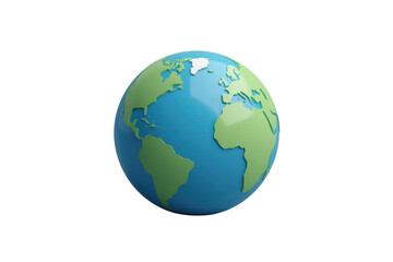 Fototapeta premium Blue green world globe showing the Americas and Europe