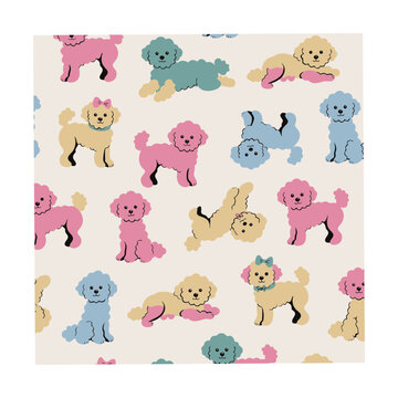 Playful White Puppy Pattern, Cute Puppy Seamless Design, Floating White Dog Pattern, Adorable Puppy Background