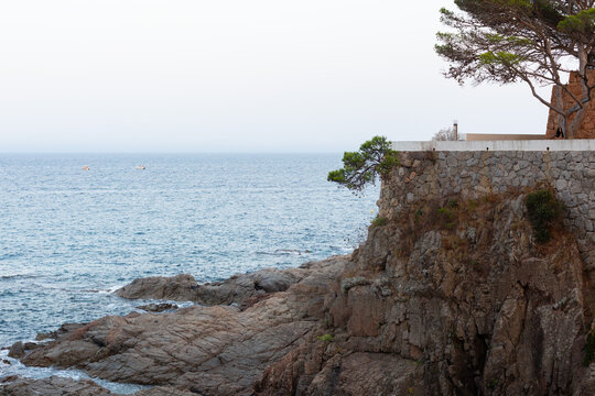 Tourists walking cami de ronda coastal path s'agar&oacute; costa brava