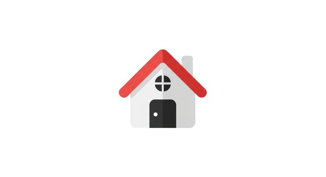 Simple house with red roof icon.