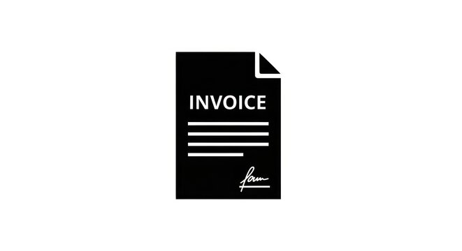 Black invoice paper with white text.