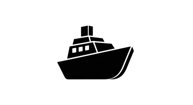 Black silhouette of a cargo ship.