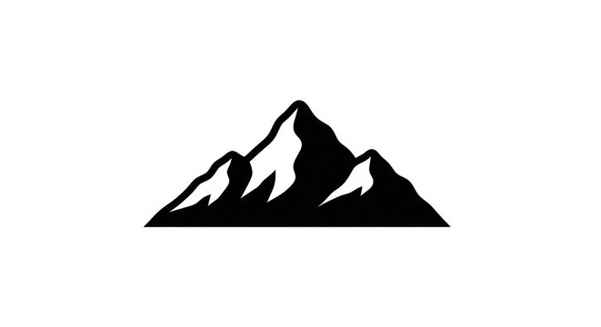 Black silhouette mountain range landscape icon.