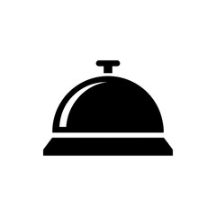 Fototapeta premium Black and white of a hotel service bell, isolated on a white background, flat for hospitality and reception services