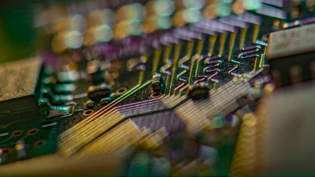 Microchip components forming abstract technology background