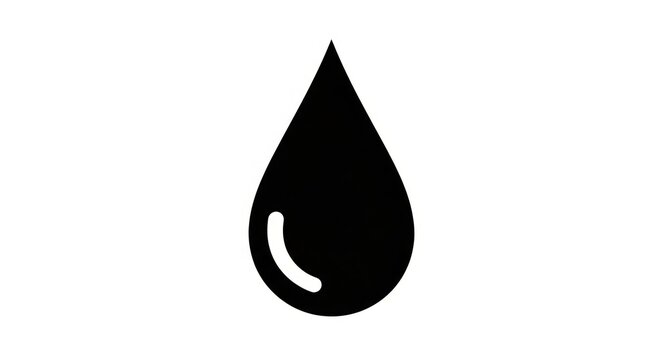 Black water drop icon isolated.