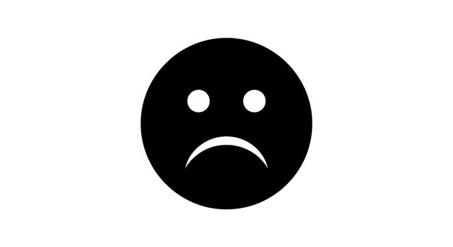 Sad face emoticon black icon.
