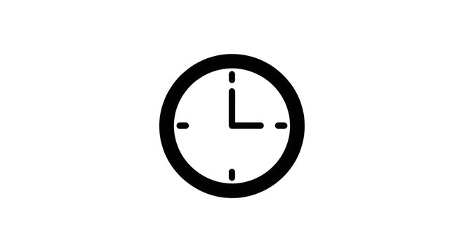 Simple black clock icon on white.