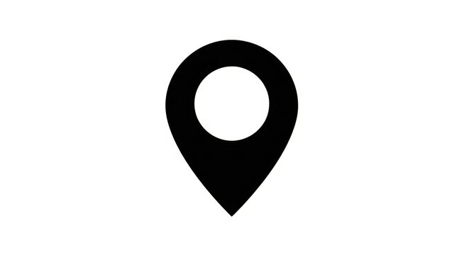 Black location pin icon symbol.