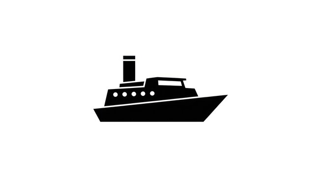 Black silhouette of a passenger ferry.