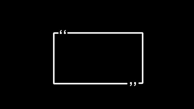 Square quote box animation. Rectangular quote frame icon Motion Graphic animation.