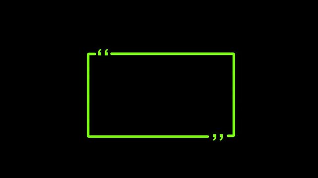 Square quote box animation. Rectangular quote frame icon Motion Graphic animation.