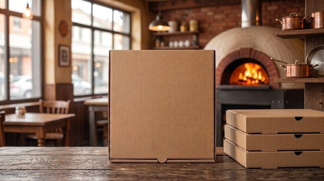 Blank cardboard pizza box mockup
