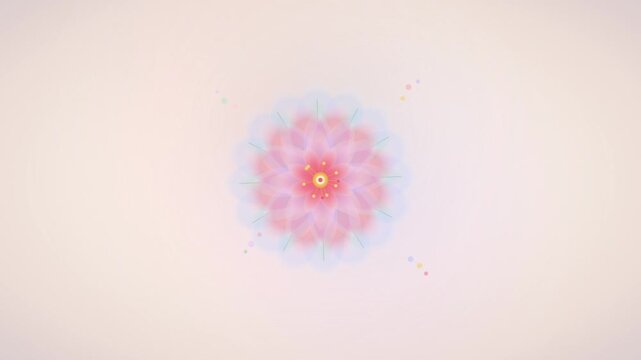 Stylized pastel lotus flower blooming symmetrically on a light background