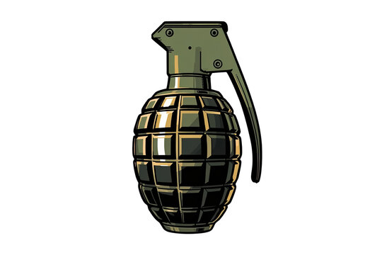 Dark metallic generic grenade icon with ring pin