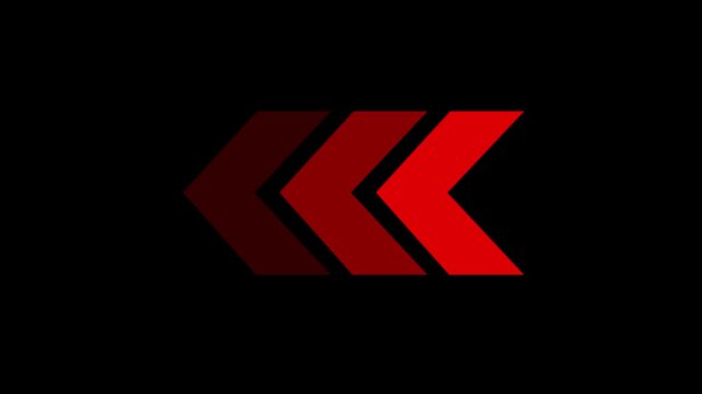 Red arrow directional indicator motion loop on black background, navigation pointer
