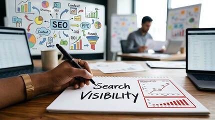 Digital marketing professional analyzing search visibility and seo strategy