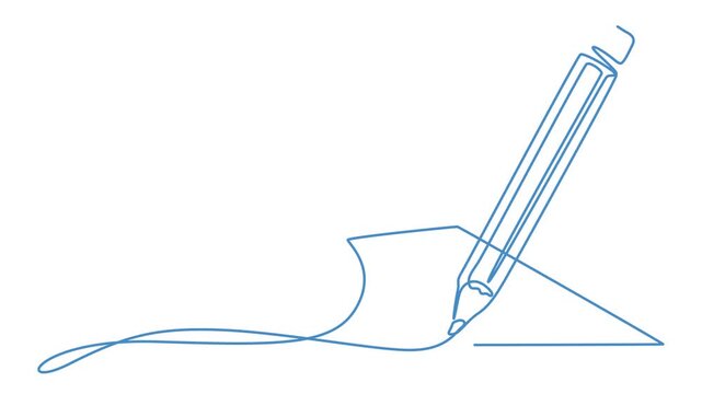 Animated continuous one line drawing of a pencil. Single contour movement of a pencil. Animated self drawing of continuous line draw, Line art animation, Pencil Line Icon, Animated self drawing of pro