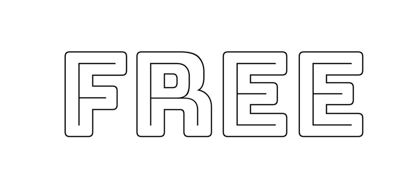 Outline Free Typography Text Design Isolated on White Background Minimal Promotional Lettering for Branding Marketing Advertising and Commercial Graphic Design