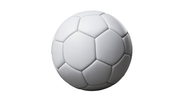 Classic white soccer ball with stitched panels, isolated on transparent background