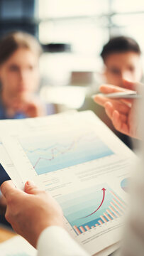 Corporate team analyzing project plan and budget