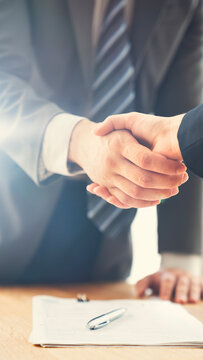 Business handshake in the office