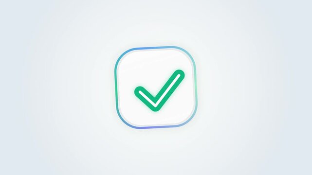 Checkbox Confirmation Icon with Checkmark, Flat Vector UI Element