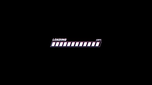 Cyberpunk Slanted Loading Progress Bar Animation with Percentage Counter on Black Background