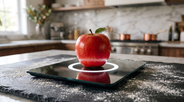 Modern Digital Kitchen Scale Concept with Textless Glowing Interface