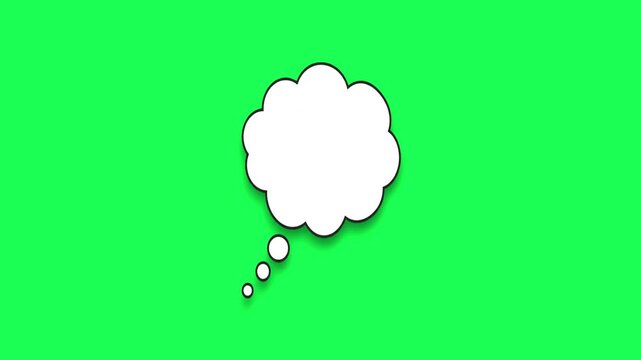 Blank comic book thought bubble on green background